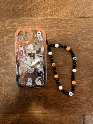 EUC Halloween Ghost iPhone 14 Case with Beaded Strap Multiple thumbnail 1