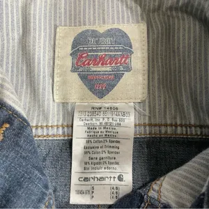 Vintage Carhartt Women's Denim Jacket Indigo Blue Size SP Pockets Light Wash thumbnail 10