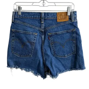 Levi’s Premium Medium Wash Cotton Ribcage Cutoff Denim Short Women’s 29 Blue thumbnail 3