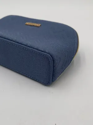Missoni Small Travel Cosmetic Pouch Delta One Collection Toiletry Bag Blue Gold thumbnail 8