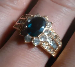 Simulated Emerald and White Crystal Gold Plate Ring (Size 10) thumbnail 5