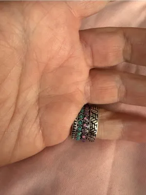 Sterling-Style Purple & Turquoise Stacking Ring Set of 4 thumbnail 4