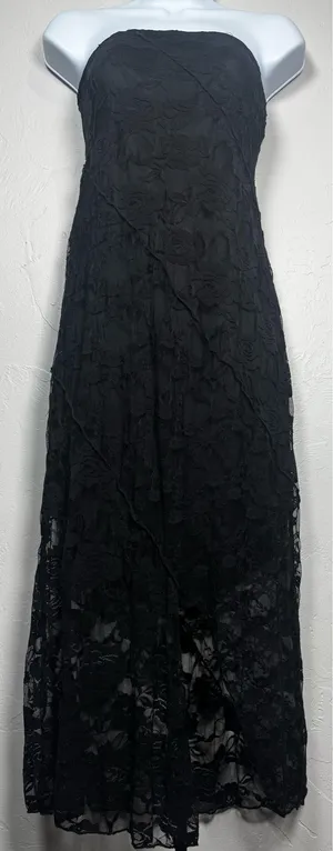 Altar'd State Strapless Black Lace Midi Dress Size Large thumbnail 2