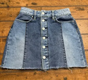PacSun Distressed Two-Toned‎ Denim Mini Jean Skirt 25 Waist thumbnail 1