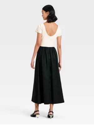 🌺A New Day Black And White Short Sleeve Maxi Dress Size Medium🌺 thumbnail 2