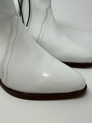 Free People New Frontier Western Cowboy Boot Womens 6.5 White Patent Leather NWT thumbnail 6
