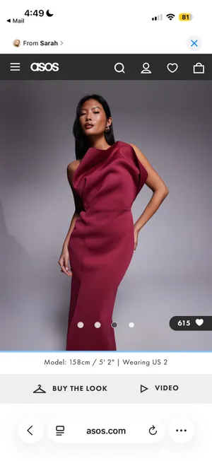 Burgundy ASOS Dress bridesmaids wedding guest bridesmaid maxi dress petite open back side slit thumbnail 3