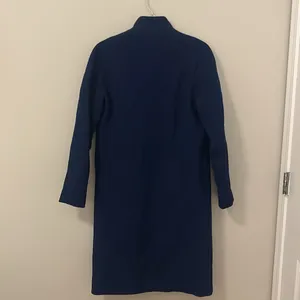 Blue long wool blend pea coat winter jacket! Size 6R! thumbnail 9
