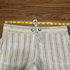 Per Se Linen Blend White and Blue Cargo Shorts Relaxed Fit Size Medium thumbnail 7