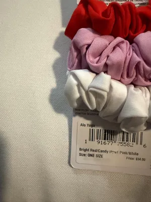 Alo Fresh Mini Scrunchies 3-Pack Red, Pink & White NWT thumbnail 3