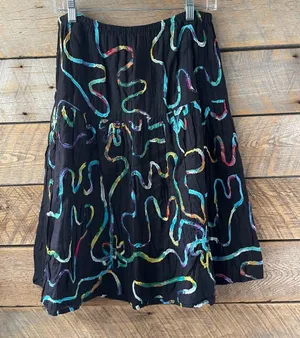 Lifestyle Scribble Cotton Midi Skirt Hippie Sz Small Colorful Teacher Colorful thumbnail 1