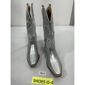 Womans New Idifu Pull On Western Cowgirl Boots Size 7.5 Silver Midcalf thumbnail 3