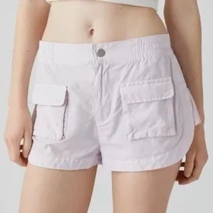 Urban Outfitters Womens Cargo Shorts Light Purple Utility Dolphin Hem Size M thumbnail 1