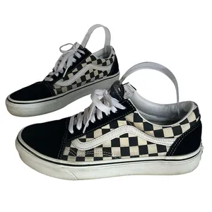 Vans Old Skool Checkerboard Black White Sneakers US 7 Men 8.5 Women With Box thumbnail 2