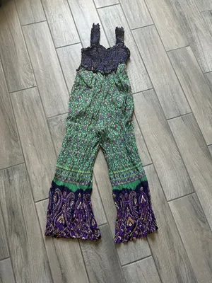 Urban Outfitters Green and Purple Printed Boho Jumpsuit thumbnail 4