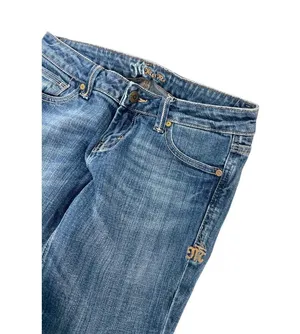 Miss Me 27 Flare Raw Edge Low Rise Denim Jean Embossed Back Pockets 30" Inseam thumbnail 4