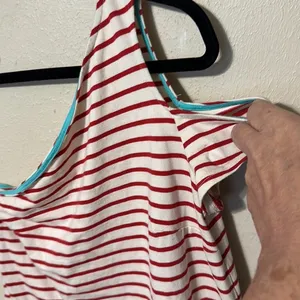 Anthropologie Maeve Red White Striped One Shoulder‎ Dress Size Small thumbnail 4
