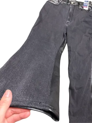 🖤NWT Abercrombie Curve‎ Love Vegan Leather Panel Ankle Straight Jeans Size 29🖤 thumbnail 4