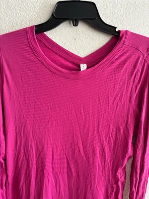 Lululemon Shirt Womens Pink Micro Stripes Swiftly Tech Long Sleeve Thumbholes 10 thumbnail 6