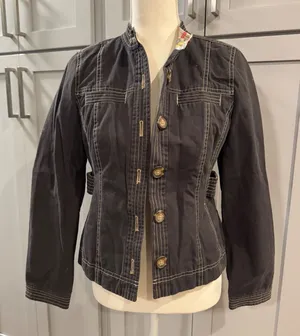 Boden Women's Gray Cotton Y2K Utility Jacket Button Front Pockets‎ Size US 2 thumbnail 1