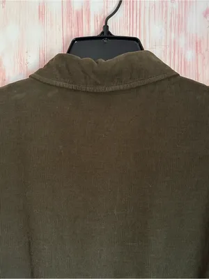 Zara Olive Green Corduroy Long Sleeve Tiered Ruffle Mini Dress Size S thumbnail 7