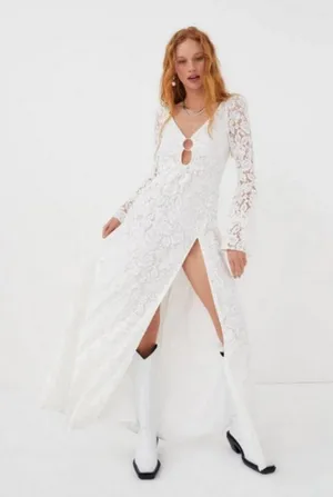 💕FOR LOVE AND LEMONS💕 Frances Lace Maxi Dress ~ White Small S NWT thumbnail 5
