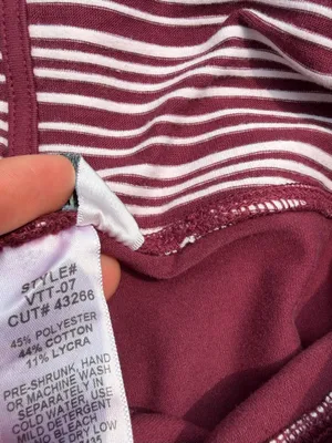 Vintage Hard Tail Forever Fold Over Yoga Leggings Burgundy Stripe Waist Size S M thumbnail 7