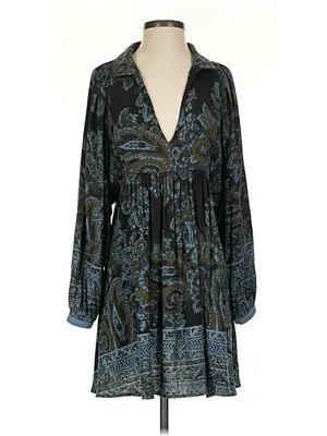 Free People Say You Love Me Paisley Silky Mini Tunic Dress S thumbnail 4