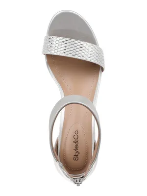 Style & Co Womens Phillys Two-Piece Evening Heeled Sandals Silver Gray 8M thumbnail 13