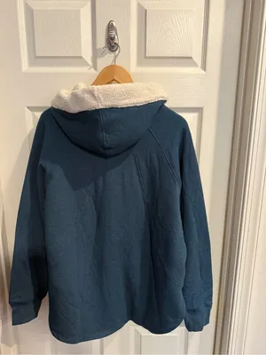 Eddie Bauer Sherpa Lined Hoodie Teal Blue Women’s Size Large Pullover thumbnail 5