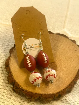 Football Baseball Sports Dangle Earrings Handmade Game Day Jewelry thumbnail 1