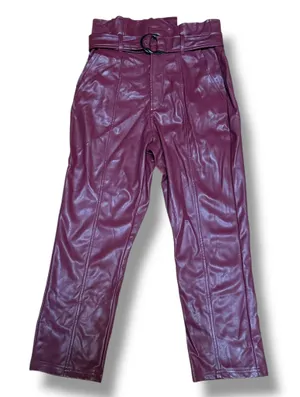 VICI burgundy faux leather cropped pants thumbnail 1