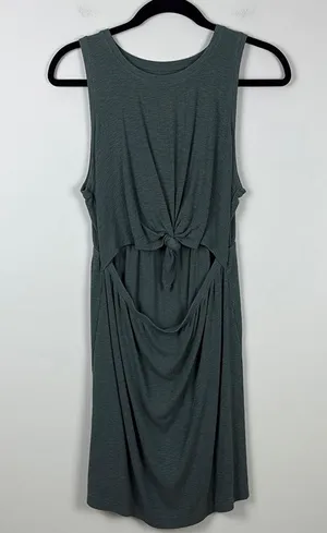 Aerie Cutout Ribbed Dress Knot Tie Green Women’s Size Medium Mini Lightweight thumbnail 2
