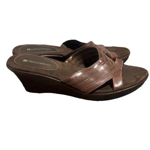 Naturalizer Women's Brown Wedge Heel‎ Slip On Dressy Sandal Vacation Casual Sz 8 thumbnail 4