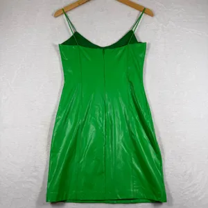 Amanda Uprichard Emilee Faux Leather Mini Dress Green‎ Sleeveless Sweetheart S thumbnail 11
