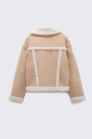 ZARA Women's Faux Shearling Double Faced Jacket (Light-camel)  thumbnail 2
