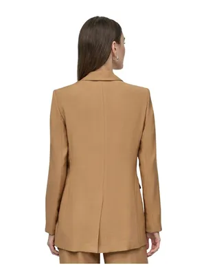 NWT DKNY Womens Single-Button Front Pocket Notch Collar Blazer Whiskey Brown 6 thumbnail 5