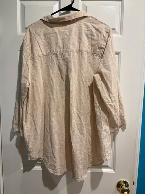 Coldwater Creek button-down tunic blouse cream boho beaded 1X thumbnail 5