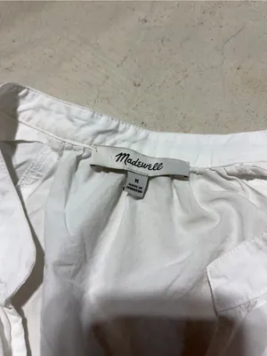 Madewell cotton White Tie-Sleeve Women's Top medium thumbnail 10