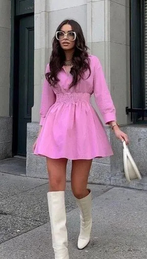 ZARA Pink Poplin Dress thumbnail 1
