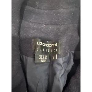 Liz Claiborne Classics Black / Navy Blue Double Breasted Pea Coat Women Small thumbnail 4