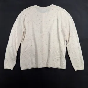 Lands End L Cardigan Sweater Cream Rainbow Speckled Cashmere Classic Button Up thumbnail 11