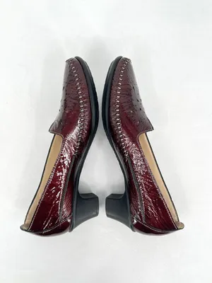 SAS Sonyo Bordo Burgundy Red Patent Leather Slip On Comfort Heels Pumps Women 8M thumbnail 3