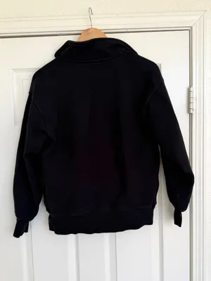Aritzia TNA Black Half-Zip Fleece boyfriend Sweater XS thumbnail 6
