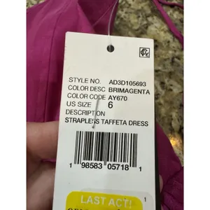 ADRIANNA PAPELL Strapless Taffeta Mini Dress Bright Magenta Pink Size 6‎ thumbnail 7