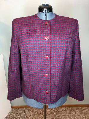 Pendleton plaid blazer size 16 crimson blue thumbnail 1