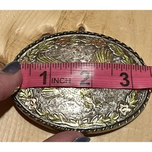 Vintage Eagle Belt Buckle Made In USA Mixed Metal Silver Gold Copper Oval thumbnail 9