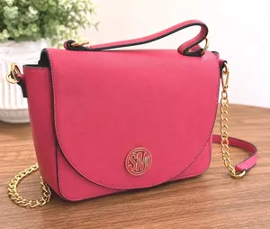 Steve Madden Pink Melodie Crossbody Bag Gold SM Logo Flap Messenger Purse 9"x7"‎ thumbnail 1