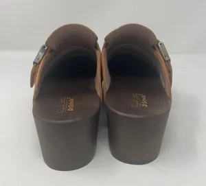 NEW Dr. Scholl's Original Clog Mule 7 Brown Slip On Leather Suede Comfort Buckle thumbnail 6