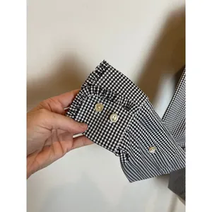 Peter Millar Black And White Gingham Long Sleeve Button Down Ruffle Trim Top XS‎ thumbnail 8
